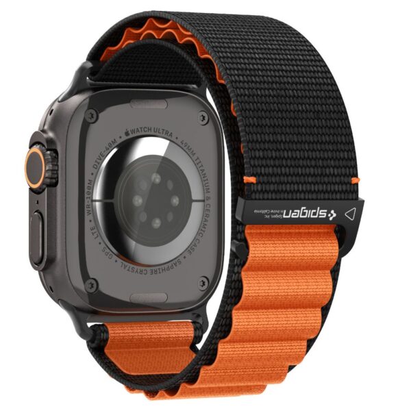 Spigen WBF1 Strap for Apple Watch 44 / 45 / 46 / 49 mm - Black and Orangeeng