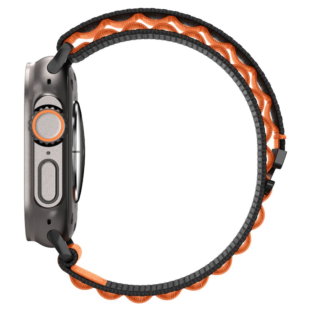 Spigen WBF1 Strap for Apple Watch 44 / 45 / 46 / 49 mm - Black and Orangeeng