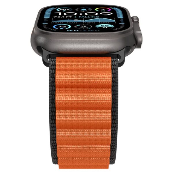 Spigen WBF1 Strap for Apple Watch 44 / 45 / 46 / 49 mm - Black and Orangeeng