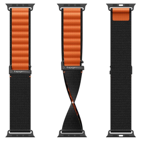 Spigen WBF1 Strap for Apple Watch 44 / 45 / 46 / 49 mm - Black and Orangeeng