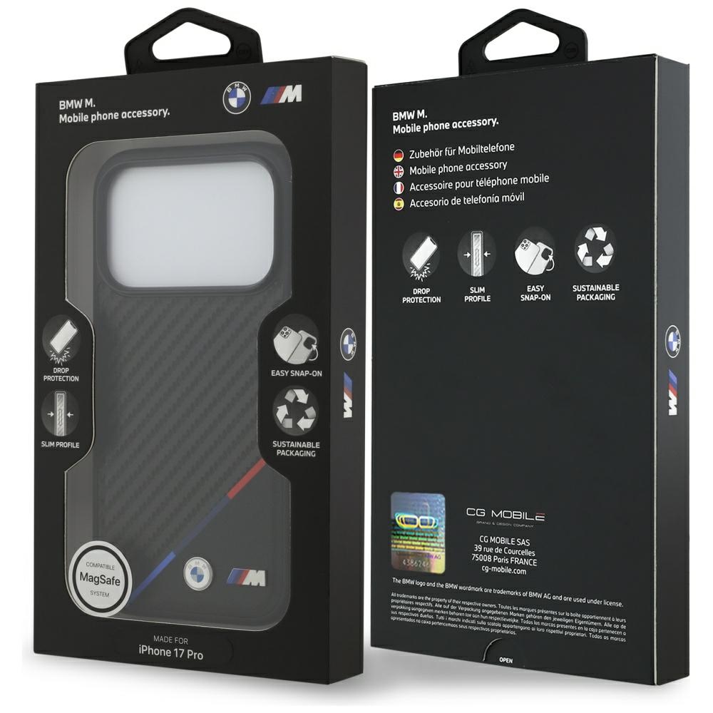 BMW M Carbon Tricolor Line MagSafe Case for iPhone 17 Pro - Blackeng