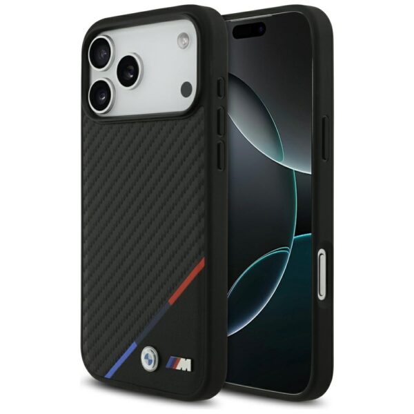 BMW M Carbon Tricolor Line MagSafe Case for iPhone 17 Pro Max - Blackeng