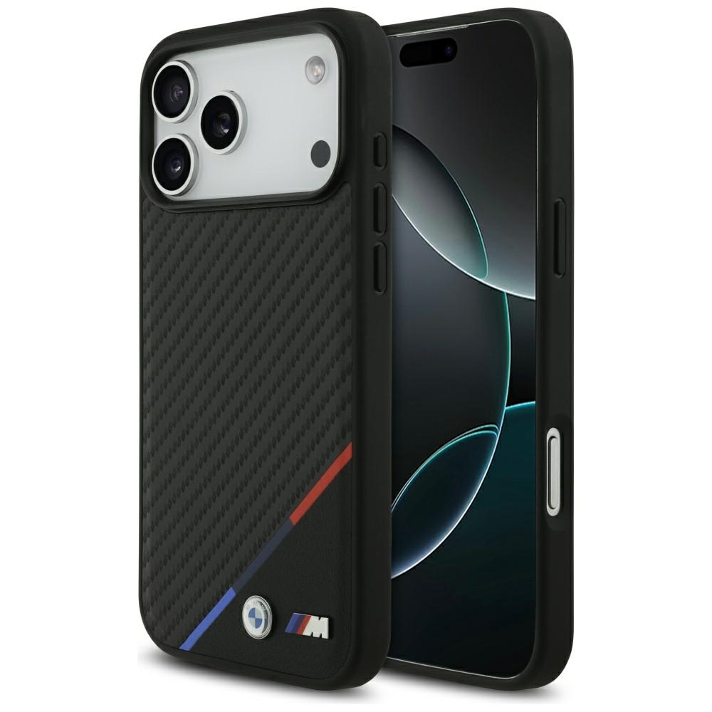 BMW M Carbon Tricolor Line MagSafe Case for iPhone 17 Pro Max - Blackeng
