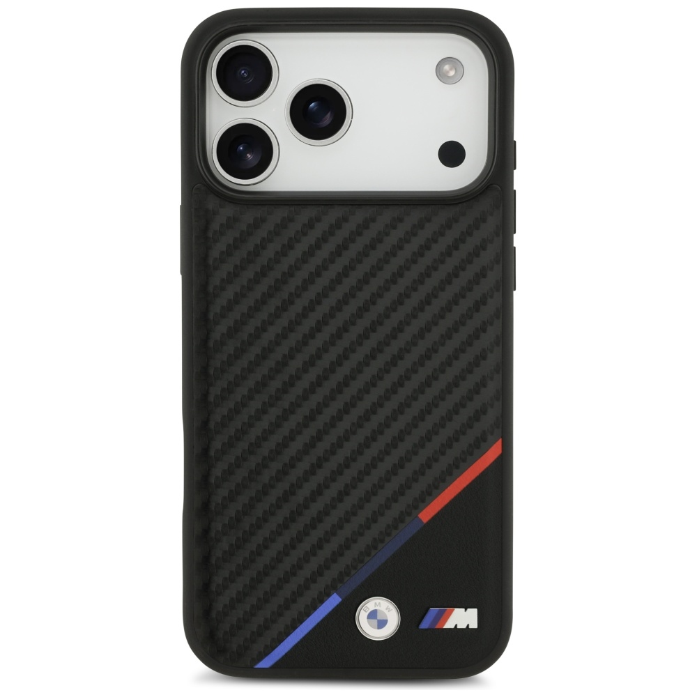 BMW M Carbon Tricolor Line MagSafe Case for iPhone 17 Pro Max - Blackeng