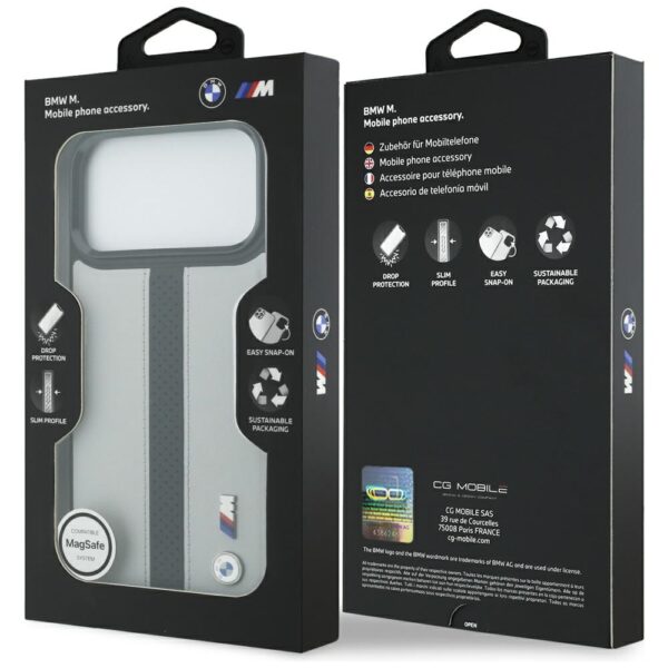 199870_8 BMW M Perforated Stripe Logo MagSafe Case for iPhone 17 Pro Max - Grayeng
