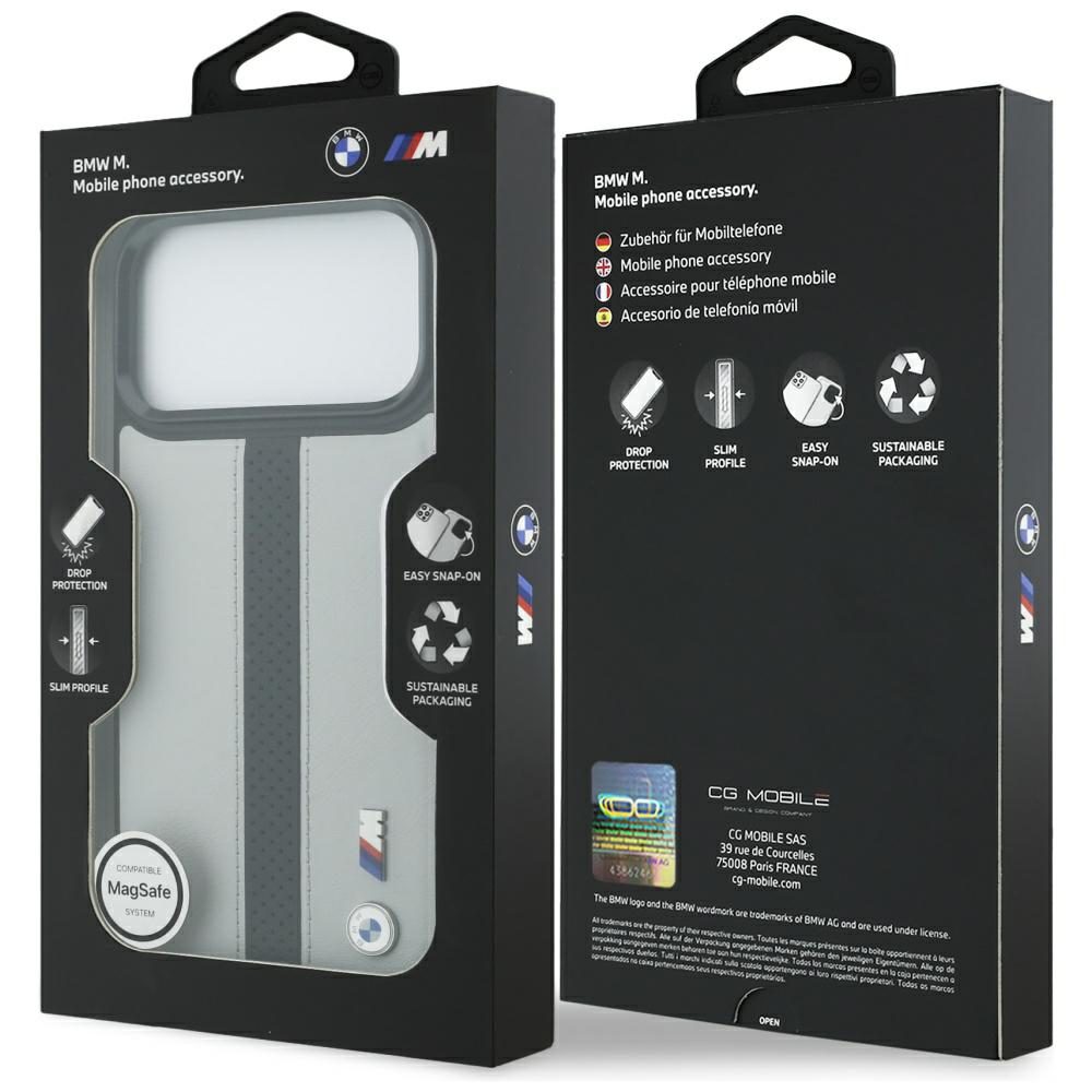 199870_8 BMW M Perforated Stripe Logo MagSafe Case for iPhone 17 Pro Max - Grayeng