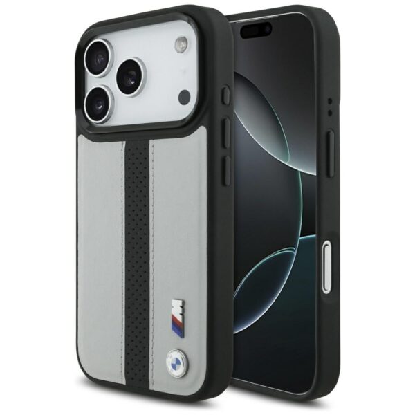 199872_1 BMW M Perforated Stripe Logo MagSafe Case for iPhone 17 Pro - Grayeng
