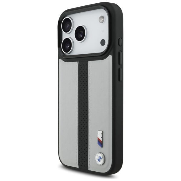 199872_2 BMW M Perforated Stripe Logo MagSafe Case for iPhone 17 Pro - Grayeng