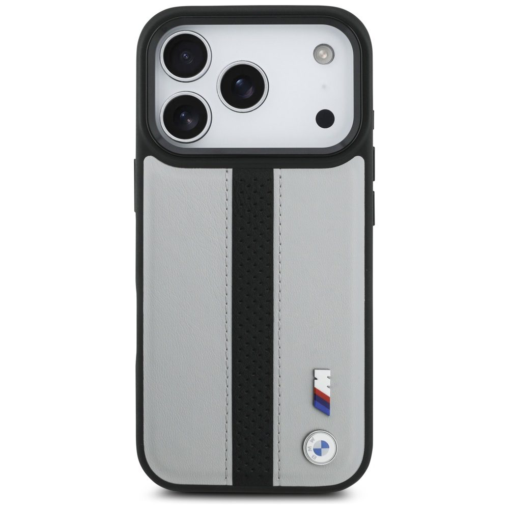 199872_3 BMW M Perforated Stripe Logo MagSafe Case for iPhone 17 Pro - Grayeng