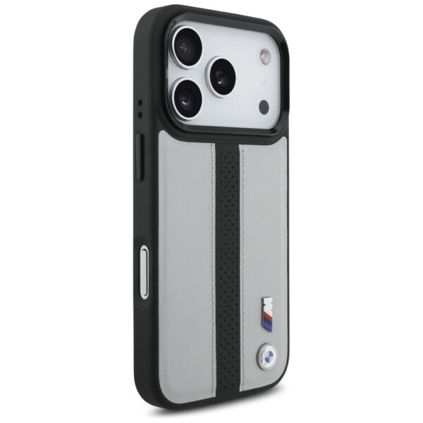 199872_4 BMW M Perforated Stripe Logo MagSafe Case for iPhone 17 Pro - Grayeng