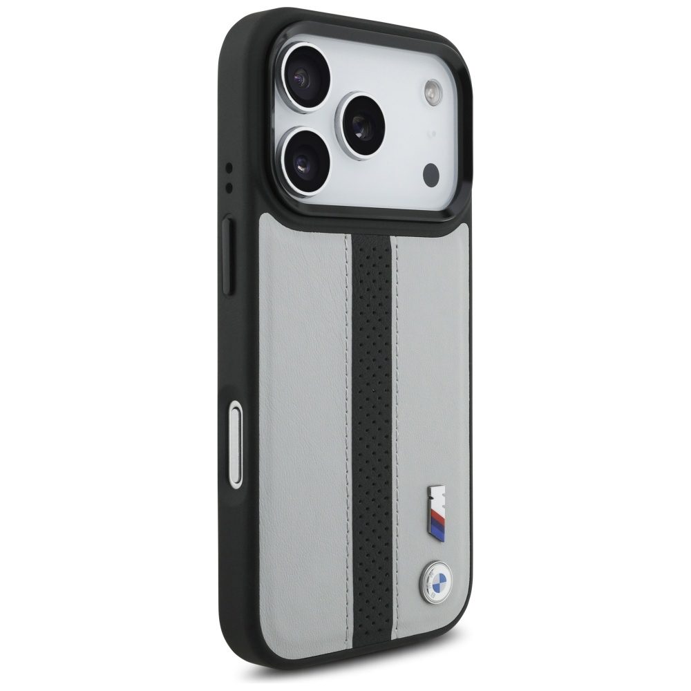 199872_4 BMW M Perforated Stripe Logo MagSafe Case for iPhone 17 Pro - Grayeng