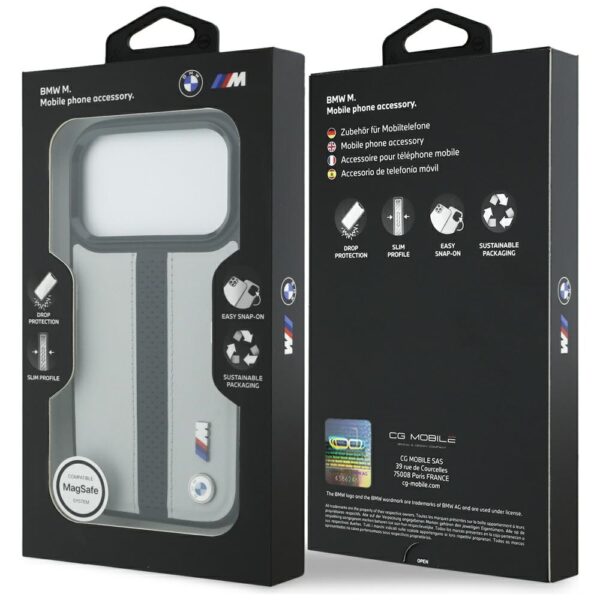 199872_8 BMW M Perforated Stripe Logo MagSafe Case for iPhone 17 Pro - Grayeng