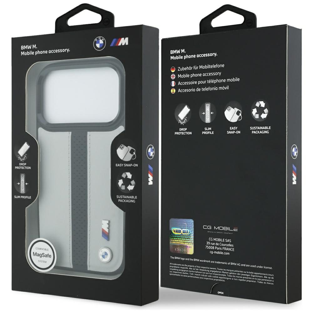 199872_8 BMW M Perforated Stripe Logo MagSafe Case for iPhone 17 Pro - Grayeng