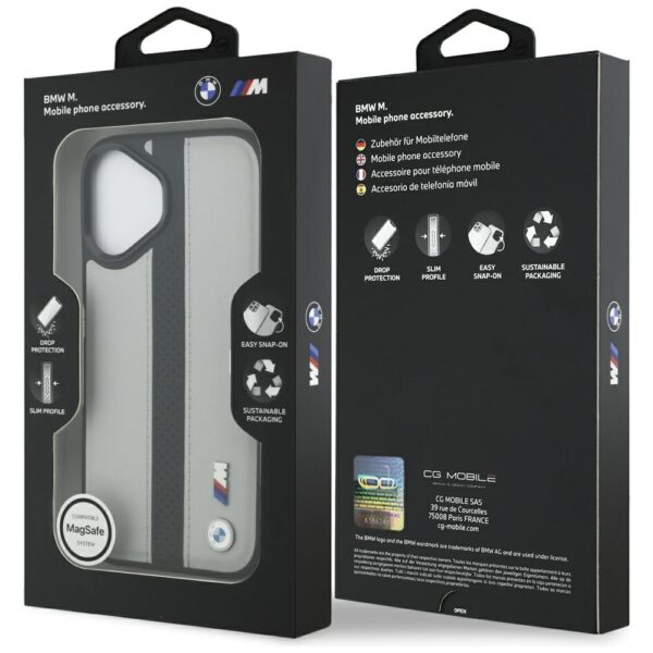 199873_8 BMW M Perforated Stripe Logo MagSafe Case for iPhone 17 - Grayeng