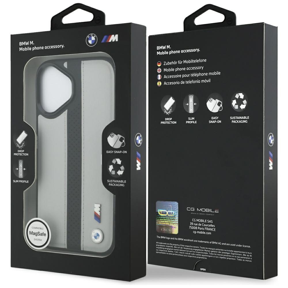 199873_8 BMW M Perforated Stripe Logo MagSafe Case for iPhone 17 - Grayeng