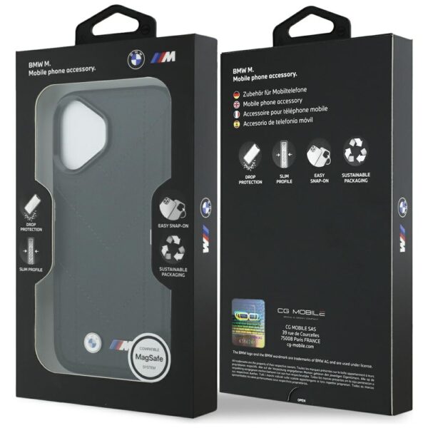 BMW M Quilted Logo MagSafe iPhone 17 Case - Blackeng