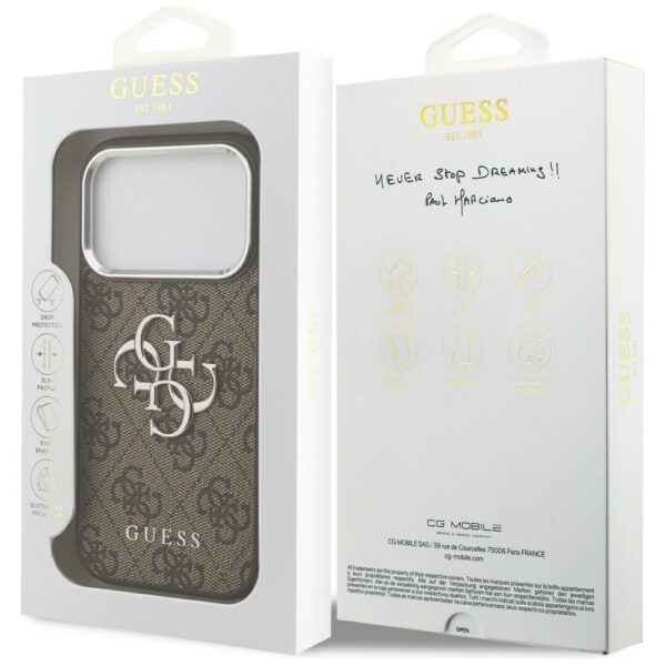 Guess 4G Big 4G Classic Logo case for iPhone 17 Pro brown - silvereng