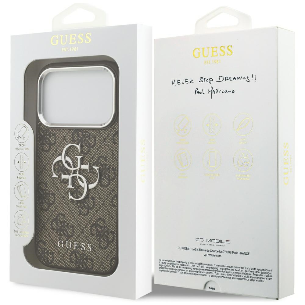 Guess 4G Big 4G Classic Logo case for iPhone 17 Pro brown - silvereng