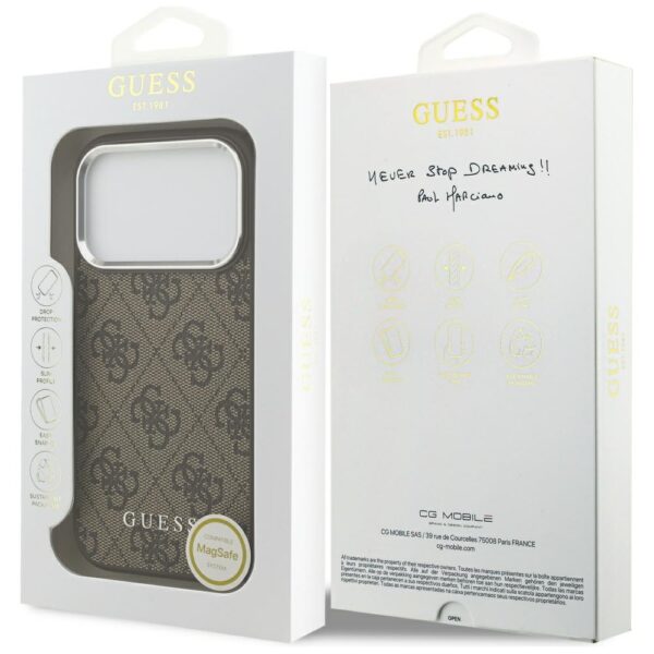 Guess 4G Classic Logo MagSafe Case for iPhone 17 Pro Max - Browneng
