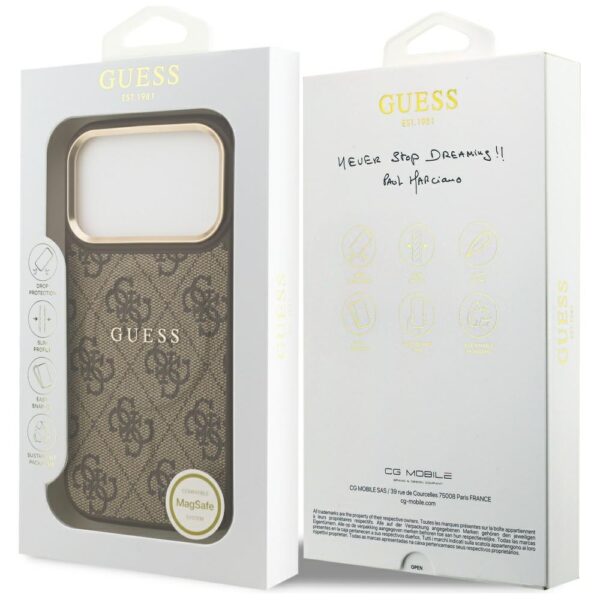 Guess 4G PU Classic Logo MagSafe Case for iPhone 17 Pro - Browneng