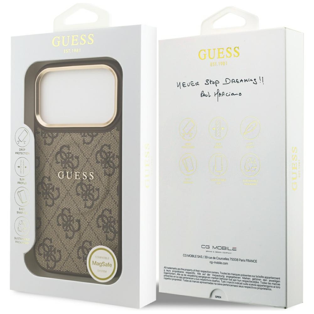 Guess 4G PU Classic Logo MagSafe Case for iPhone 17 Pro - Browneng