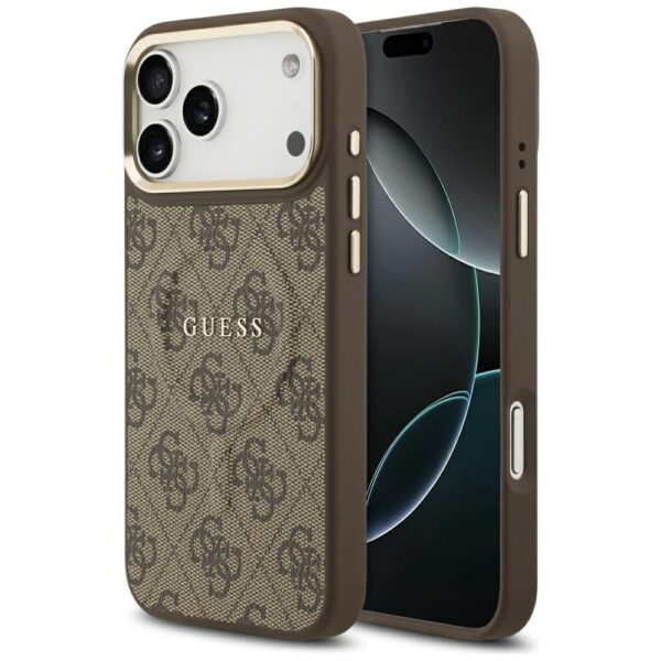 Guess 4G PU Classic Logo MagSafe Case for iPhone 17 Pro Max - Browneng