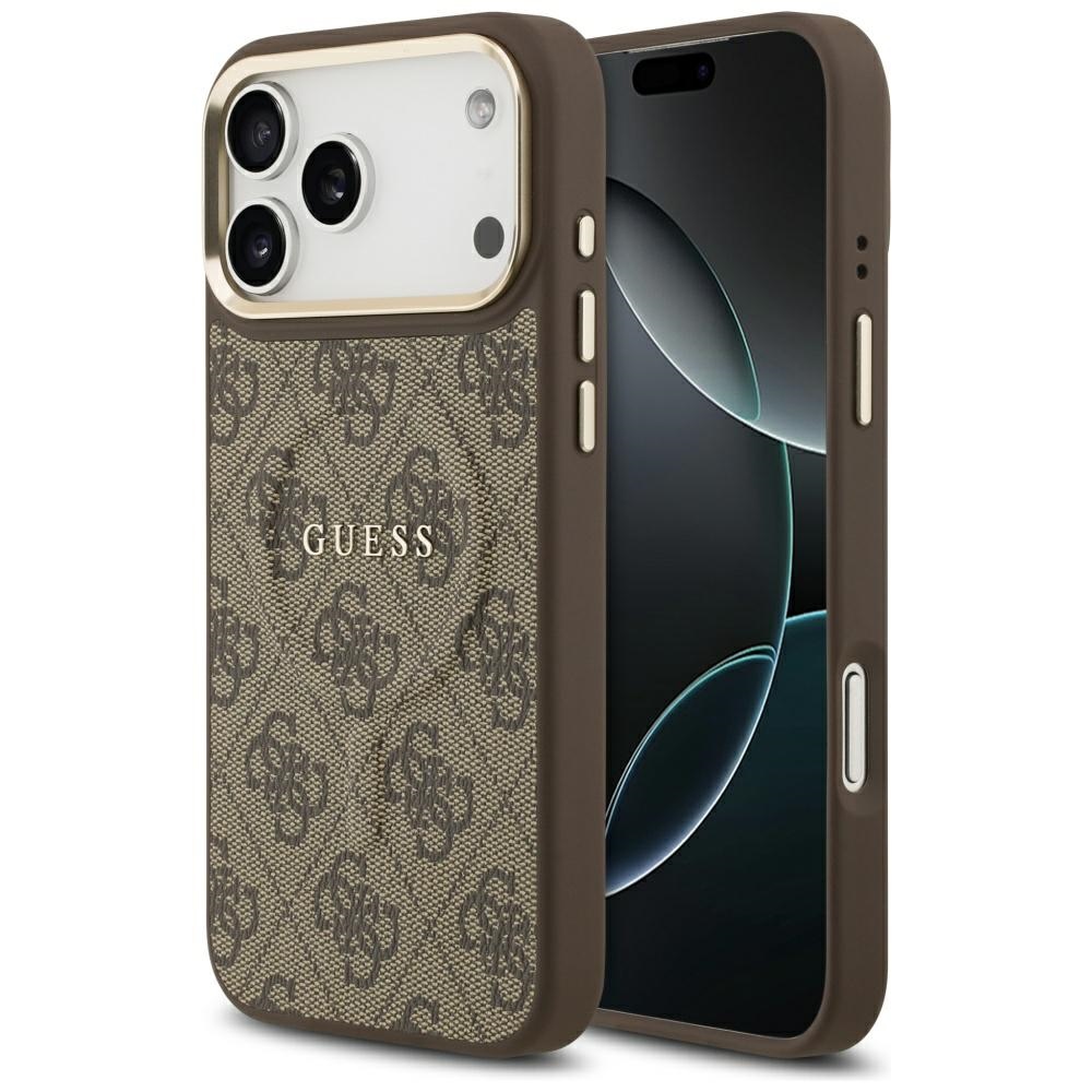 Guess 4G PU Classic Logo MagSafe Case for iPhone 17 Pro Max - Browneng