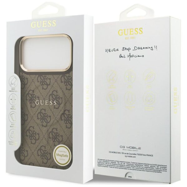 Guess 4G PU Classic Logo MagSafe Case for iPhone 17 Pro Max - Browneng