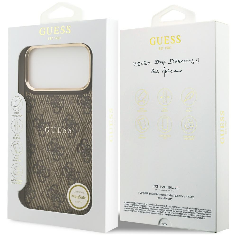 Guess 4G PU Classic Logo MagSafe Case for iPhone 17 Pro Max - Browneng