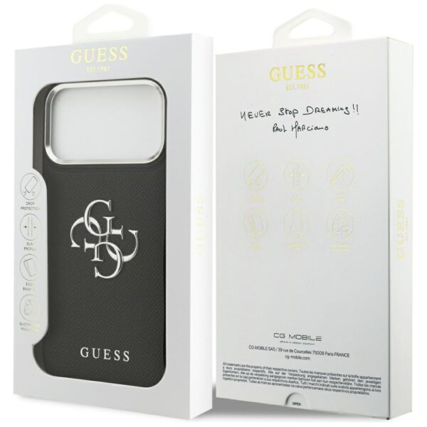 Guess Grained Big 4G Classic Logo case for iPhone 17 Pro Max - blackeng