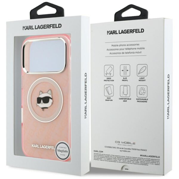 Karl Lagerfeld IML Choupette Head Logo MagSafe Case for iPhone 17 Pro Max - Pinkeng