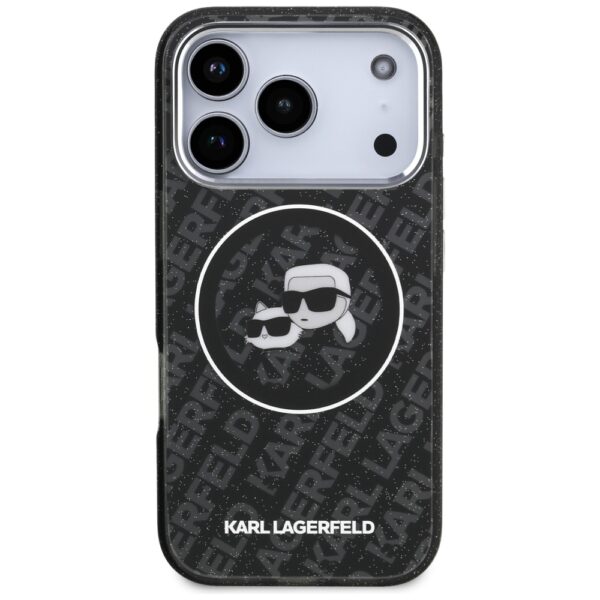 Karl Lagerfeld IML Glitter Karl&Choupette Heads Logo MagSafe Case for iPhone 17 Pro - Blackeng