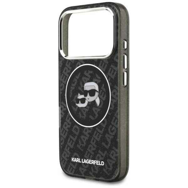 Karl Lagerfeld IML Glitter Karl&Choupette Heads Logo MagSafe Case for iPhone 17 Pro - Blackeng