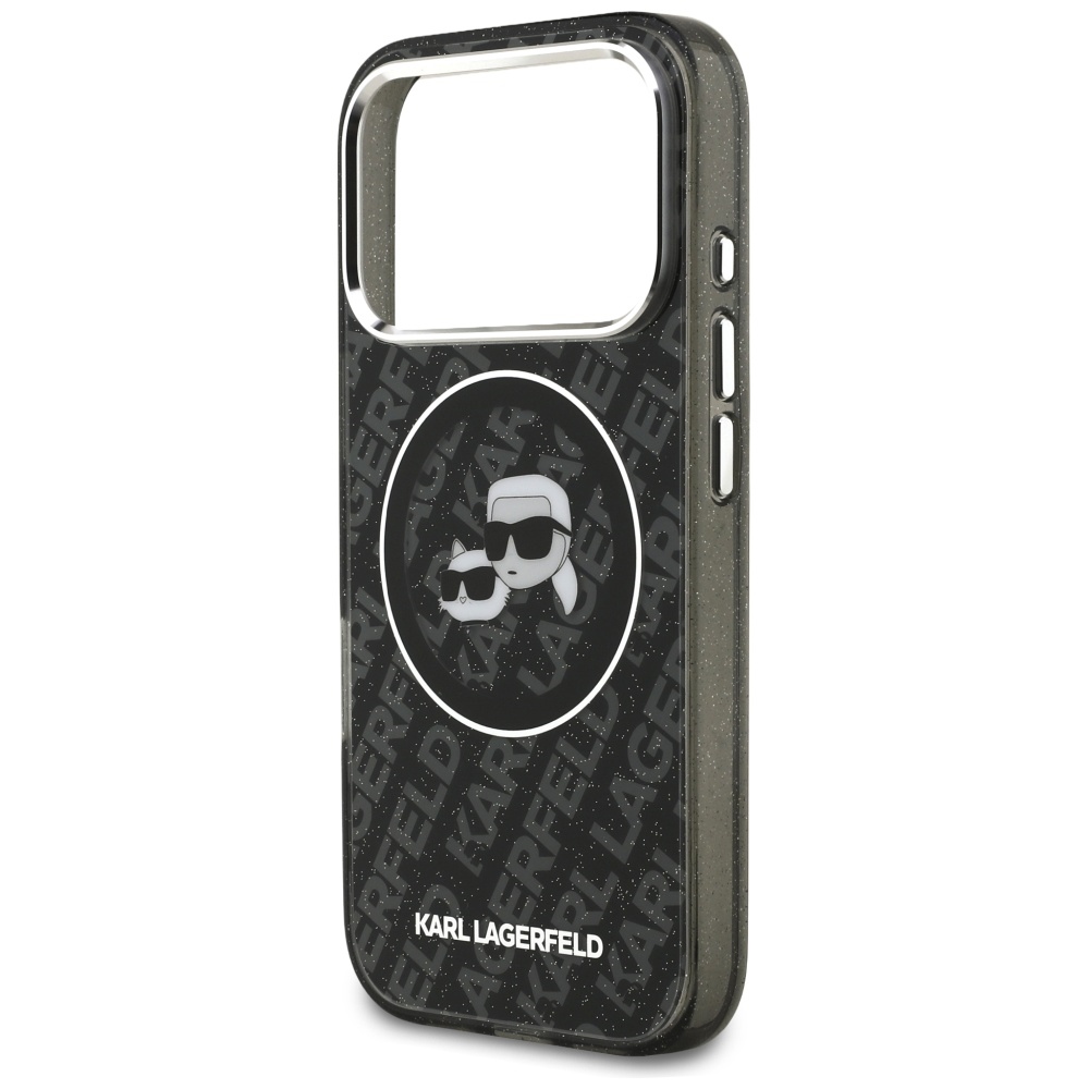 Karl Lagerfeld IML Glitter Karl&Choupette Heads Logo MagSafe Case for iPhone 17 Pro - Blackeng