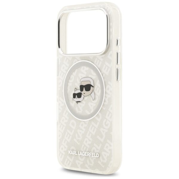 Karl Lagerfeld IML Glitter Karl&Choupette Heads Logo MagSafe Case for iPhone 17 Pro Max - Grayeng