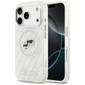 Karl Lagerfeld IML Glitter Karl&Choupette Heads Logo MagSafe Case for iPhone 17 Pro - Grayeng