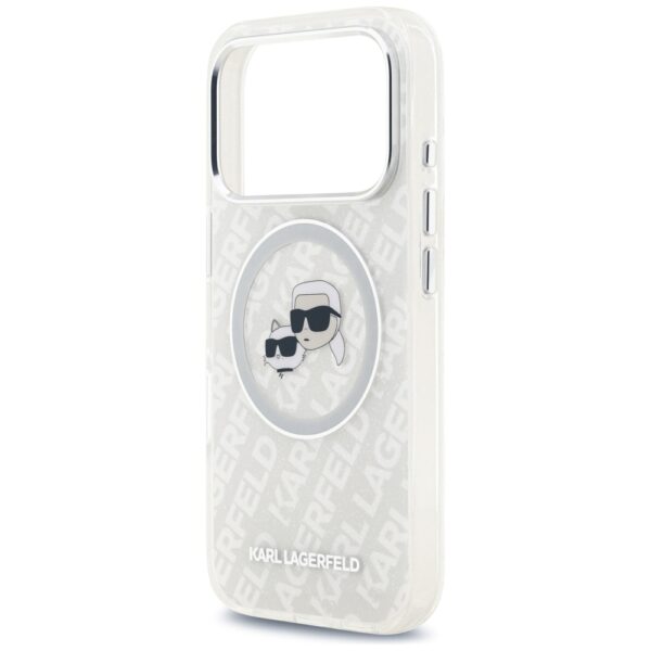 Karl Lagerfeld IML Glitter Karl&Choupette Heads Logo MagSafe Case for iPhone 17 Pro - Grayeng