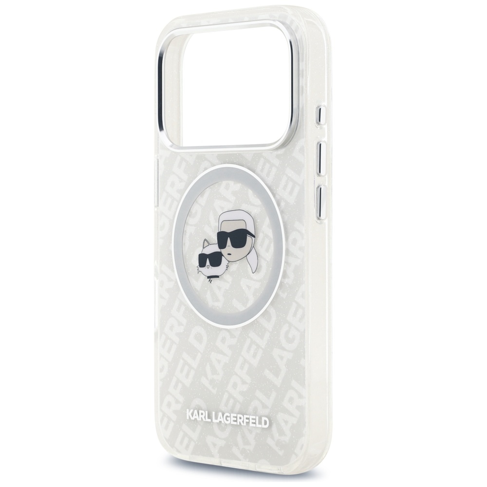 Karl Lagerfeld IML Glitter Karl&Choupette Heads Logo MagSafe Case for iPhone 17 Pro - Grayeng
