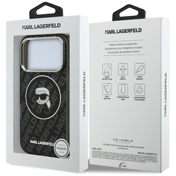 Karl Lagerfeld IML Karl Head Logo MagSafe Case for iPhone 17 Pro Max - Blackeng