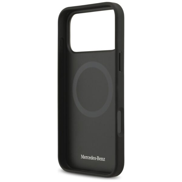 Mercedes Leather Large Laurel Leave MagSafe Case for iPhone 17 Pro Max - Black and Grayeng
