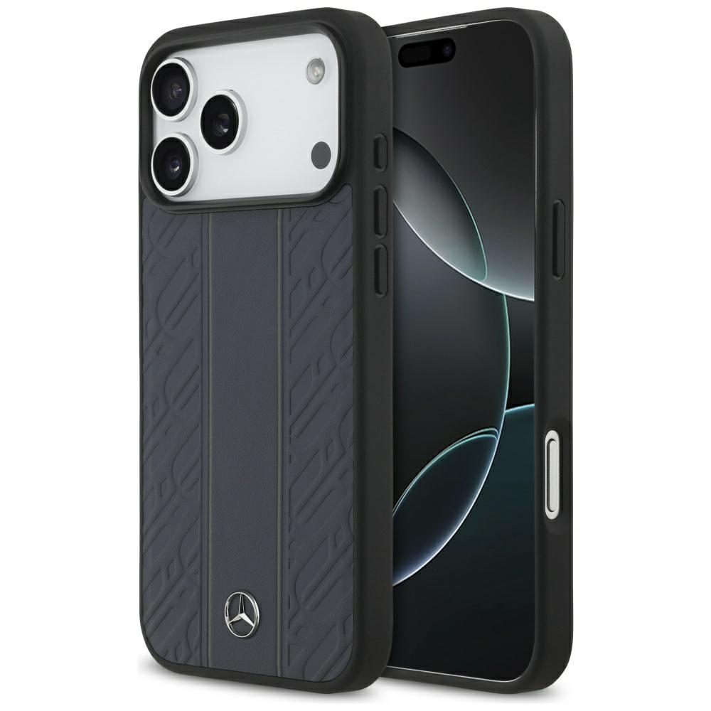 Mercedes Leather Laurel Leaves Stripes MagSafe Case for iPhone 17 Pro Max - Blueeng
