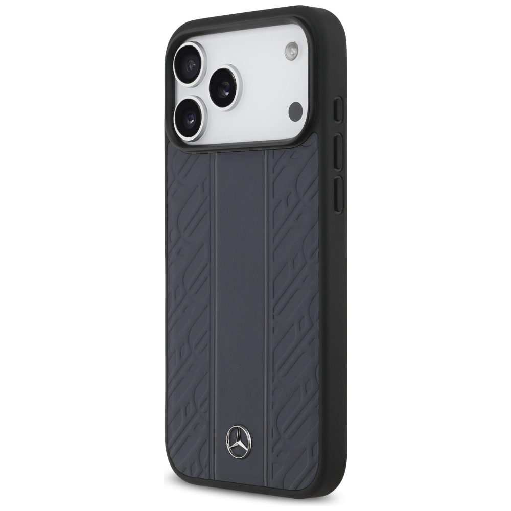 Mercedes Leather Laurel Leaves Stripes MagSafe Case for iPhone 17 Pro Max - Blueeng