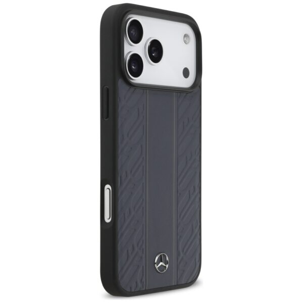 Mercedes Leather Laurel Leaves Stripes MagSafe Case for iPhone 17 Pro Max - Blueeng