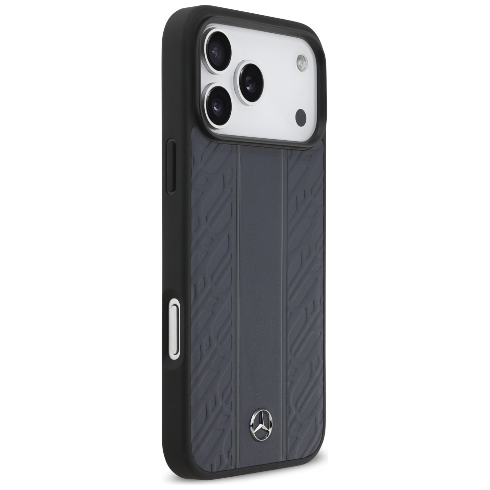 Mercedes Leather Laurel Leaves Stripes MagSafe Case for iPhone 17 Pro Max - Blueeng