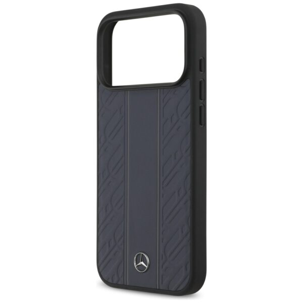 Mercedes Leather Laurel Leaves Stripes MagSafe Case for iPhone 17 Pro Max - Blueeng