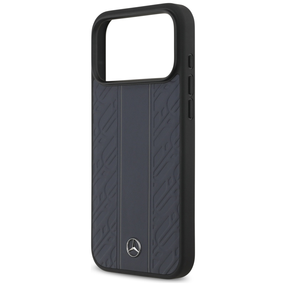 Mercedes Leather Laurel Leaves Stripes MagSafe Case for iPhone 17 Pro Max - Blueeng