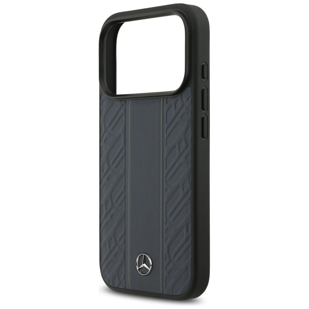 199962_6 Mercedes Leather Laurel Leaves Stripes MagSafe Case for iPhone 17 Pro - Blueeng