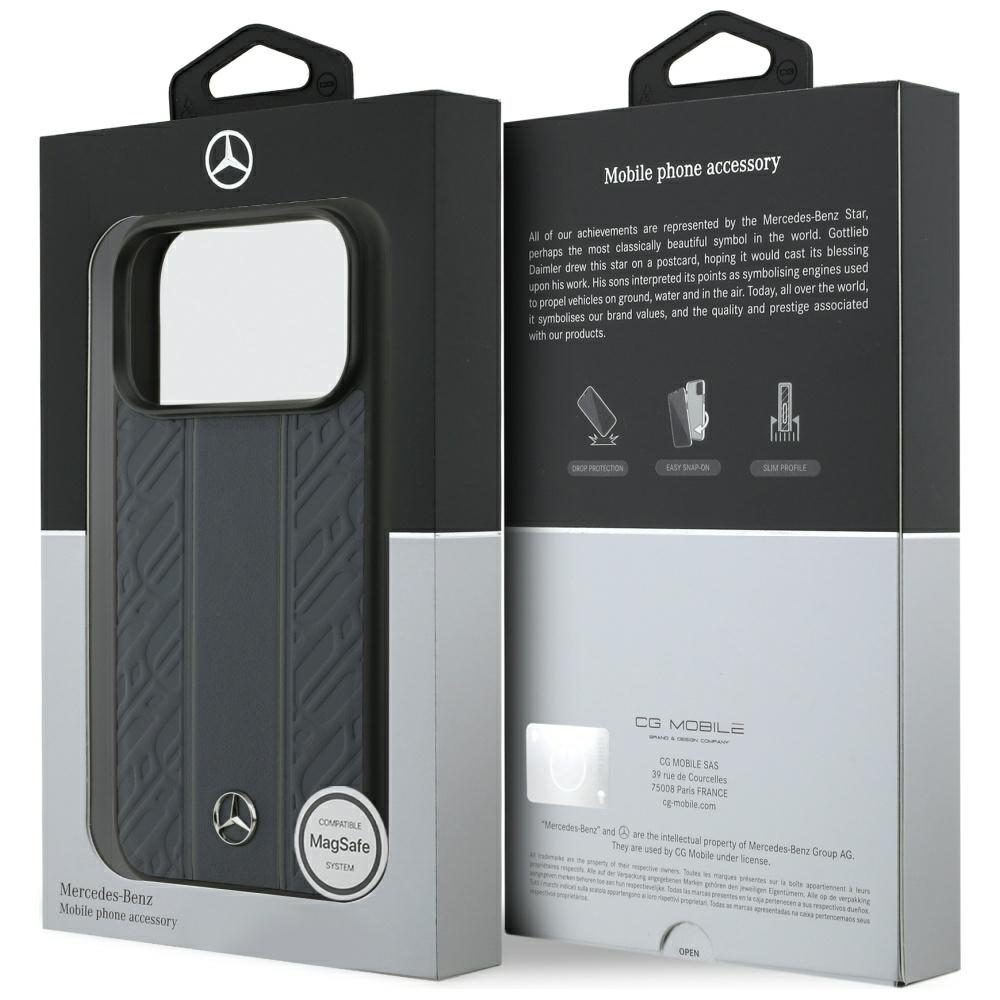 199962_8 Mercedes Leather Laurel Leaves Stripes MagSafe Case for iPhone 17 Pro - Blueeng