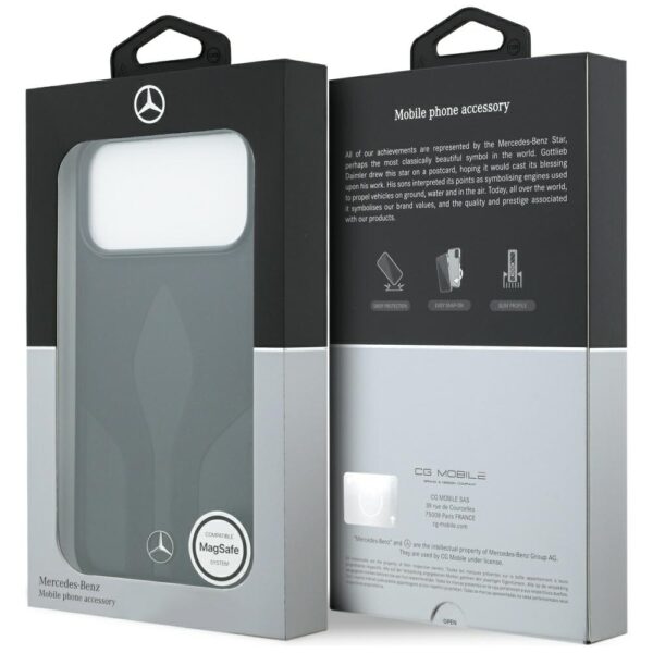 Mercedes Leather The Move MagSafe Case for iPhone 17 Pro Max - Blackeng