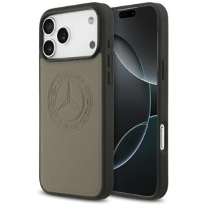 Mercedes Leather Vintage Logo MagSafe Case for iPhone 17 Pro Max - Beigeeng